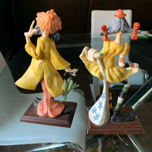 2 pcs FONTANINI clown figurine 946 CARRARA MARBLE BASE HAND PAINTED ITALY 70' - Picture 2 of 8